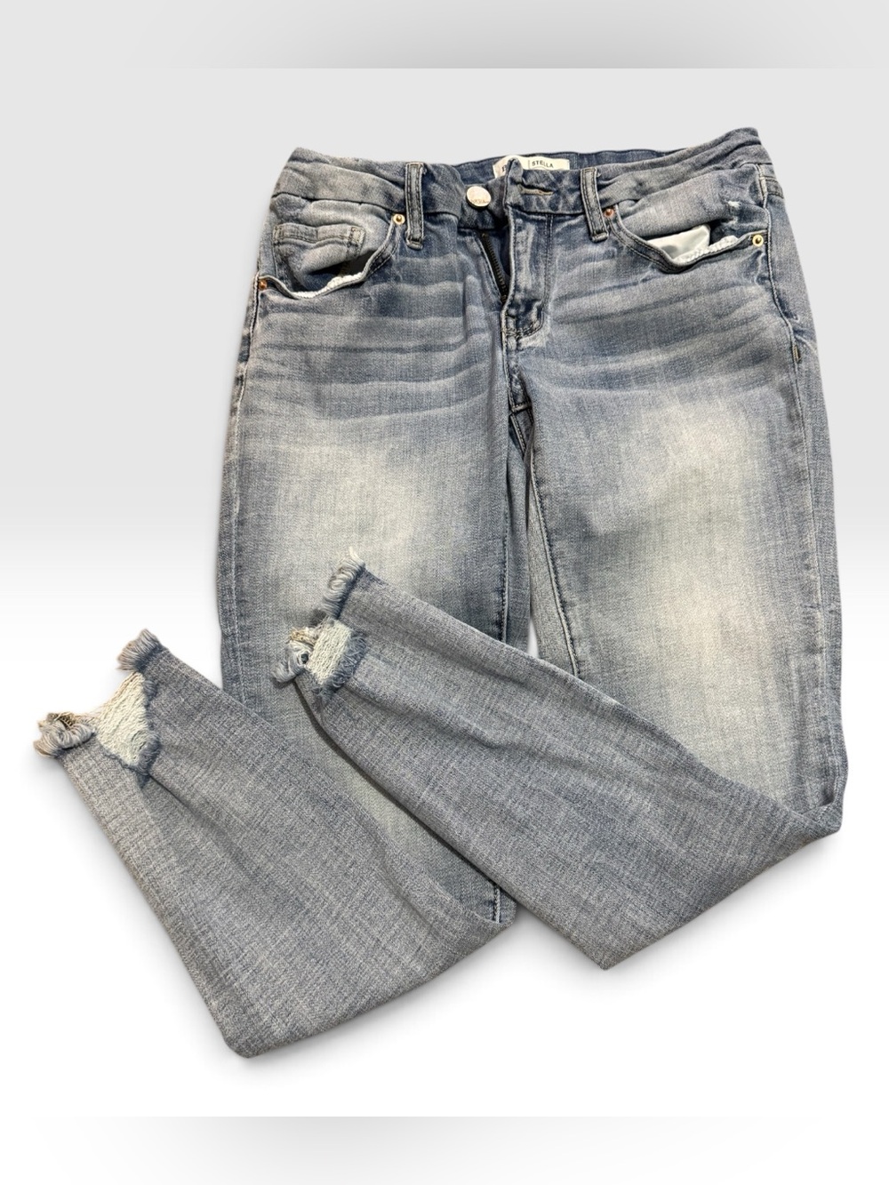 BKE Stella Low Rise Ankle Skinny Jeans Size 28 Distressed Raw Hem